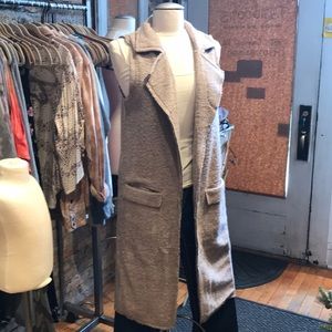 Mystree Beige Sleeveless Long Vest